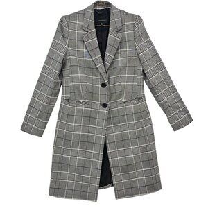 Banana Republic Womens XS Black White Glenplaid Two‎ Button Coat